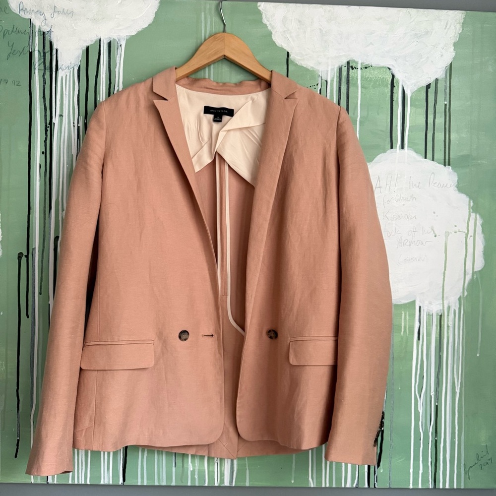 Ann Taylor Linen Blend Dusty Pink Blazer S